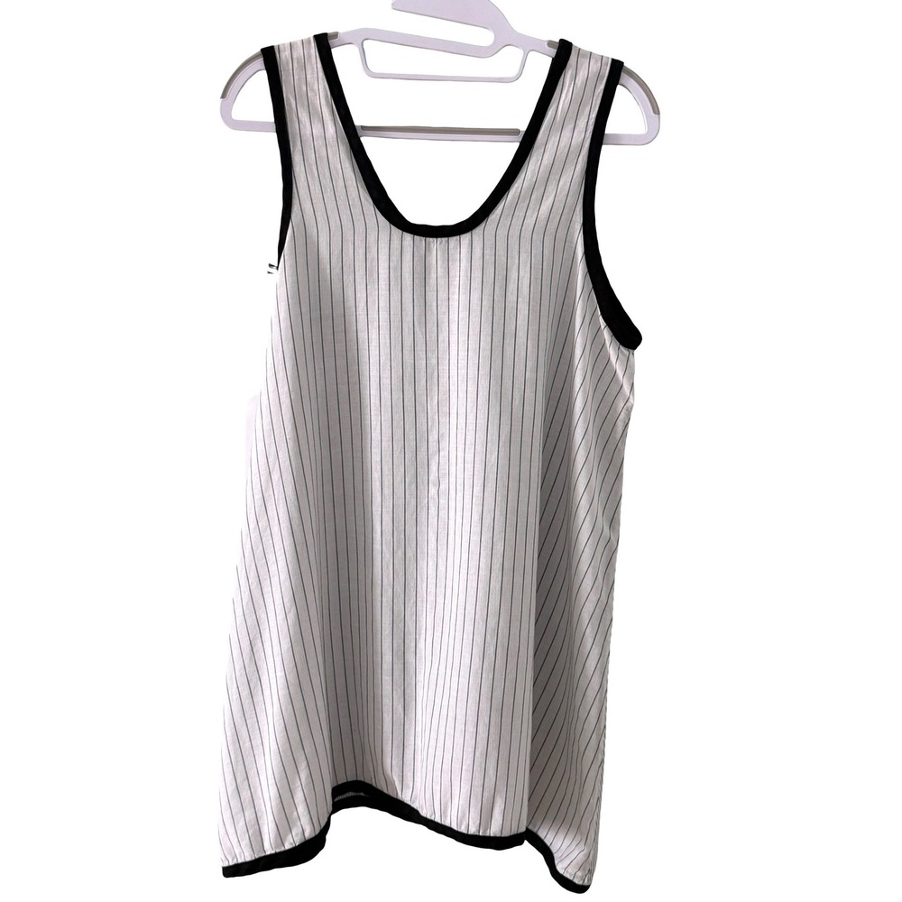 Cynthia Ashby White Black Stripe‎ Sleeveless Scoop Neck Tank Top Reversible O/S